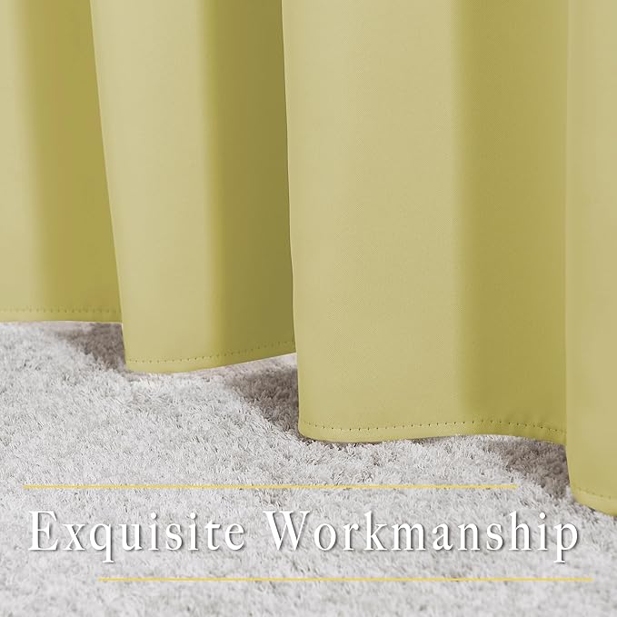 NICETOWN Room Darkening Curtains for Living Room - Functional Room Darkening Drapes/Panels for Bedroom, Thermal Insulated, Privacy Assured (Set of 2, 52 x 63 inches in Paler Yellow)