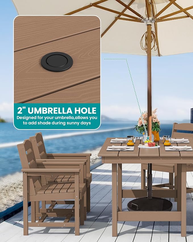 SERWALL Patio Dining Sets for 6 Person, HDPE Dining Set - Image 4
