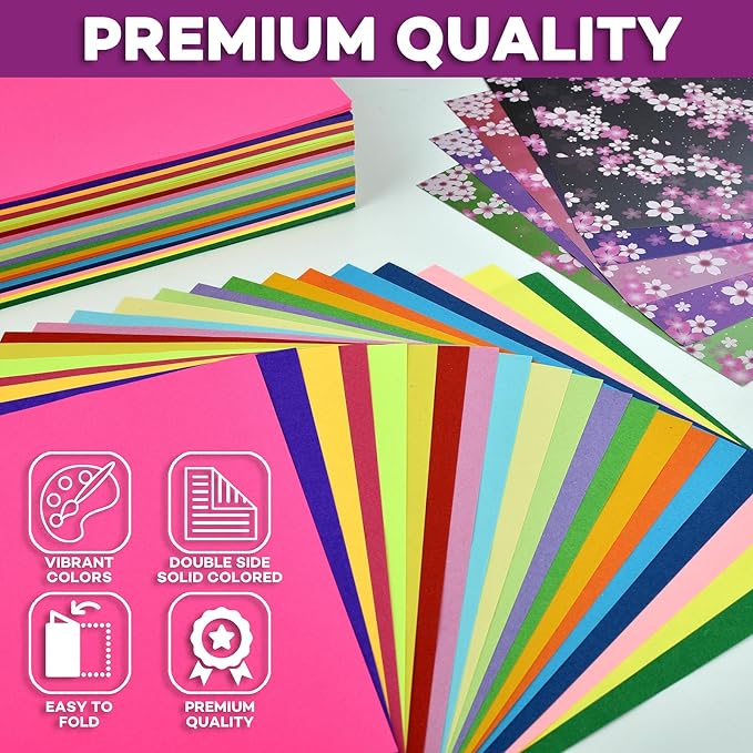 Pinwheel Crafts Origami Paper Kit 50 Projects with 450 Sheets of Colored and Patterned Paper - Easy Origami Kit for Kids Ages 5-8+, Fun Art and Crafts Gift Set for Boys and Girls