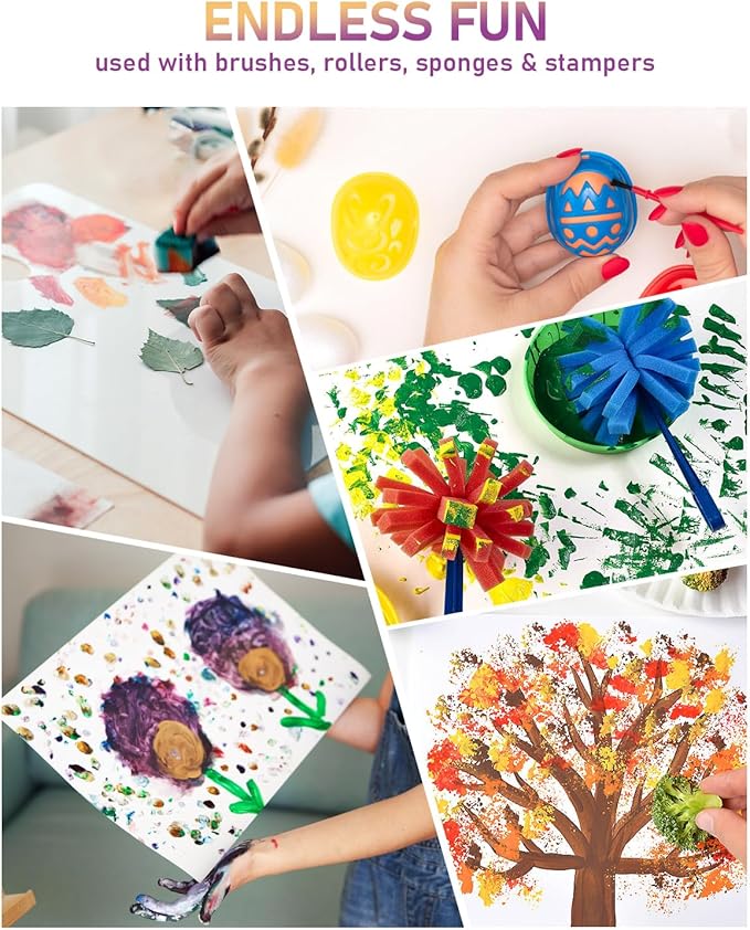 Nicpro 14 Colors Large Washable Paint Set for Kid (16.9 oz, 500 ml), Acrylic Bulk Paint Supplies Non Toxic Children Tempera Paint for Art, Craft DIY, Poster & Finger Paint, School, Party, Classroom