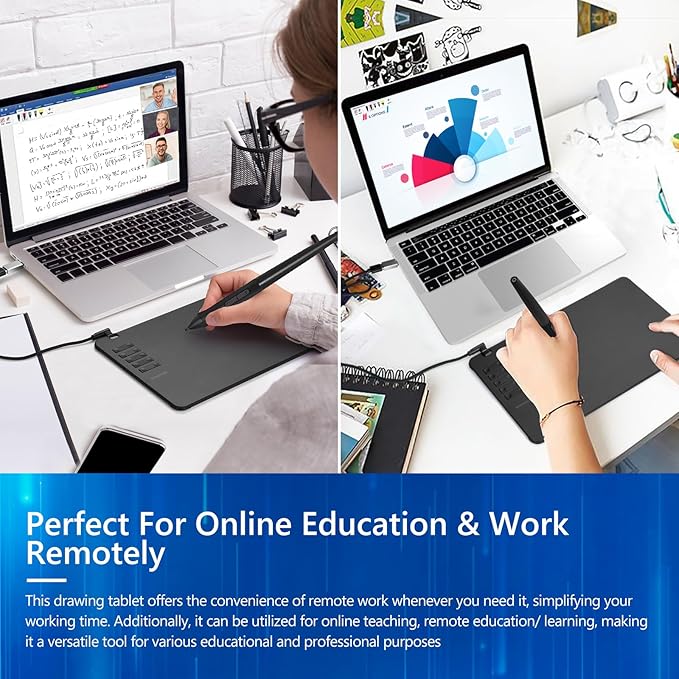 T906 Graphics Drawing Tablet, 10x6.25 Inch Digital Art Tablet with 8192 Pressure Sensitivity Battery-Free Stylus, 10 Shortcut Keys, Ultra-Thin Pen Tablet for Mac, Windows PC and Android