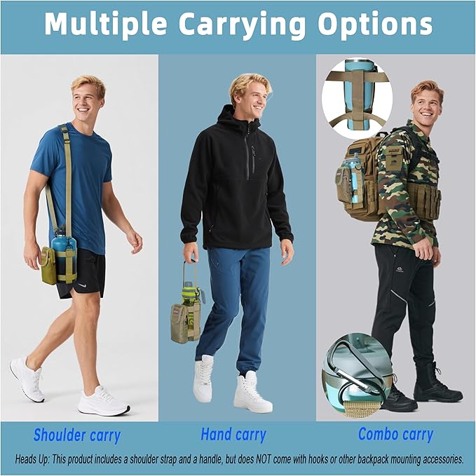 Water Bottle Holder with Strap, Shoulder & Hand Bottle Holder with Phone Pocket – Fits 32-64 oz Sports Bottles & 20-40 oz Insulated Bottles – Durable Sling Bag for Walking, Hiking, Gym