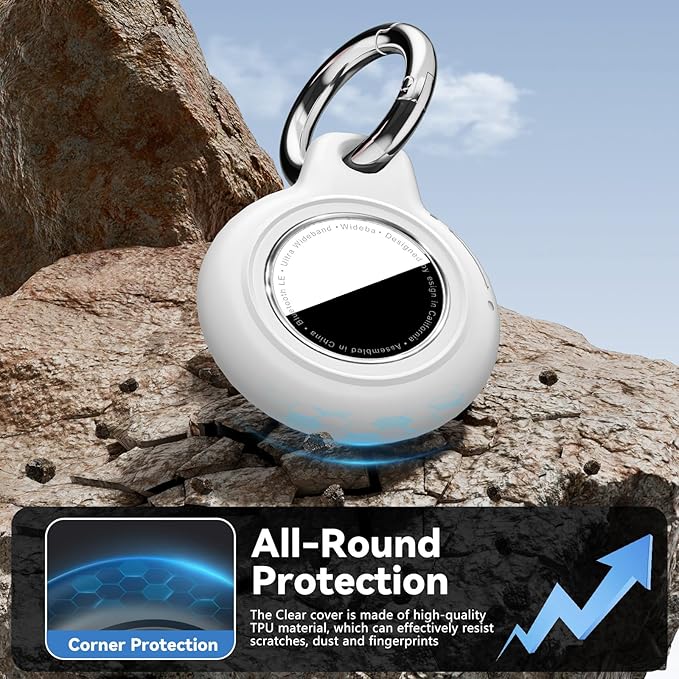 Upgrade Waterproof 2 Pack Airtags Holder with Apple Airtags Keychain, Hard PC Air Tag Case, Anti-Scratch & Shock Air tag Holder, Men's Women's Keyrings & Keychains-White+Orange