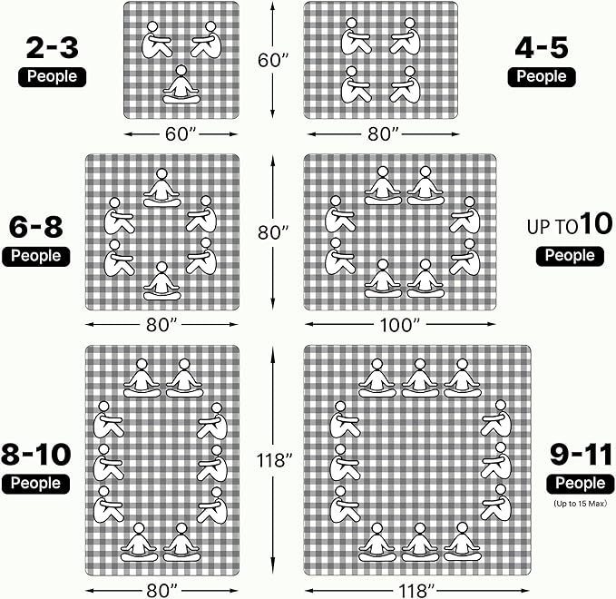 TigeJoy Extra Large Picnic Blanket Waterproof Foldable 60''x80'', Outdoor Picnic Mat Beach Blanket Sandproof for Park, Grass, Travel, Hiking, Camping Essentials, Gingham Picnic Blanket