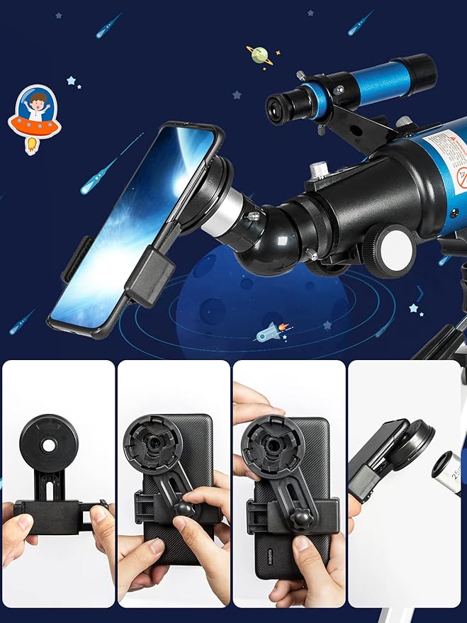 Telescope for Adults Astronomy Beginners - 70mm Aperture and 400mm Focal Length Professional Refractor Telescope with Remote Great Astronomy for Christmas with Package, Blue