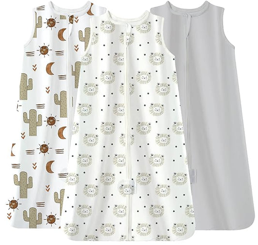 TotAha Boho Lion Sleep Sack 3 Pack, Buttery Soft, Safe Wearable Blanket Baby 12-18-24 Months, Light Sleeping Bag for Baby, 0.5 TOG