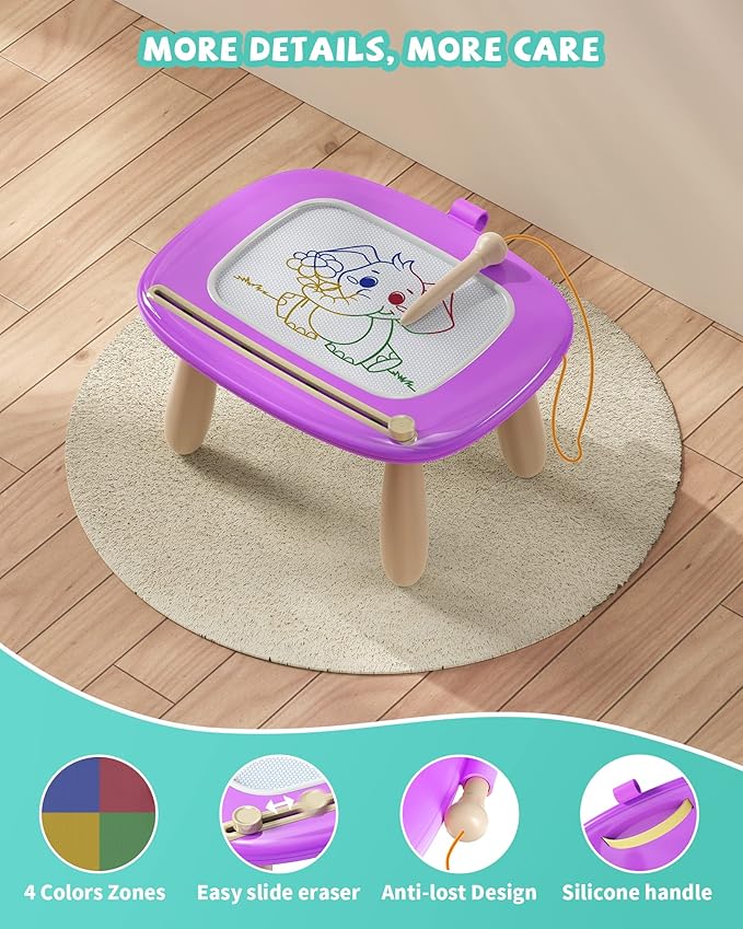 Magnetic Drawing Board, Doodle Board for Toddler Toys Age 1-2, Magnetic Writing Board, Preschool Learning and Educational Sensory Toys for 1 2 3 Years Old Girl Boy Gift for Birthday, Christmas(Purple)