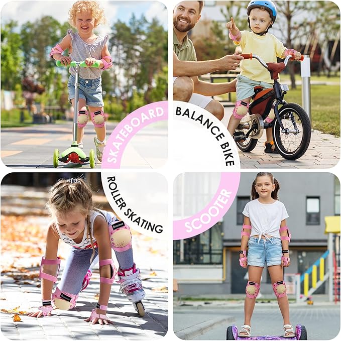 BOSONER Kids/Youth Knee Pad Elbow Pads for Roller Skates Cycling BMX Bike Skateboard Inline Rollerblading, Skating Skatings Scooter Riding Sports