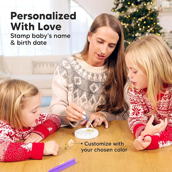 Baby Hand and Footprint Kit Girls, Boys - Personalized Baby Footprint Ornament Kit, Newborn Keepsake Gifts for New Mom, Easy to Use Handprint Makers, Cute Shower Gifts (Squash,Multi-Colored)