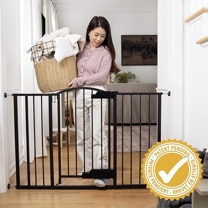 Ingenuity Easy Open Baby Gate & Dog Gate, Hands-Free Open Patent-Pending Foot Pedal, 27.5"-52" Wide, 28" Tall, Hardware or Pressure Mounted, Install in Doorway, Bottom of Stairs, or Wall - Espresso