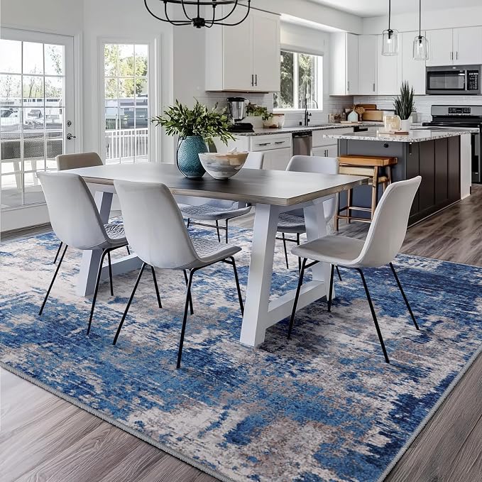 RELEANY Washable Area Rugs 9'x12' Non-Slip Modern Abstract Soft - Image 2