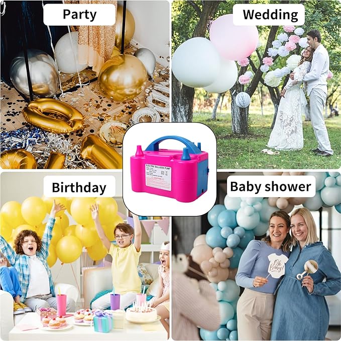 Balloon Pump 600W 110V Electric Balloon Pump Portable Electric Inflator Balloon Air Pump-2 Tying Tools Balloon Blower for Party Decoration