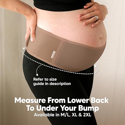 KeaBabies Maternity Belly Bands for Pregnant Women - Soft & Breathable Pregnancy Belly Support Band, Adjustable Maternity Belt for Back, Pelvic Support, Comfortable, Easy to Use (Warm Tan, M/L)