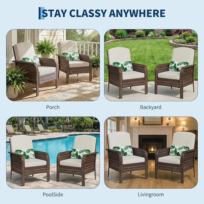 GarveeLife 2-Piece Wicker Chair Set, Comfortable, - Image 5