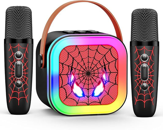 LED Mini Karaoke Machine for Kids: Birthday Gifts for Boys 3 4 5 6 7 8 9 10 Year Old Kid Microphone Toys for Boy Ages 4-8 Portable Bluetooth Speaker with 2 Wireless Mics for Kids Girls Adult