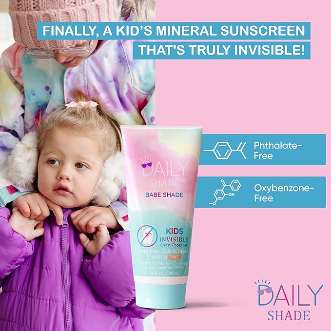 Babe Shade Kids Tinted Mineral Sunscreen for Face with SPF 30 - Non-Nano Zinc, Reef Safe, Travel Size Water Resistant & Hypoallergenic Skin Care Formula for All Types of Skin Tone - Pack 2