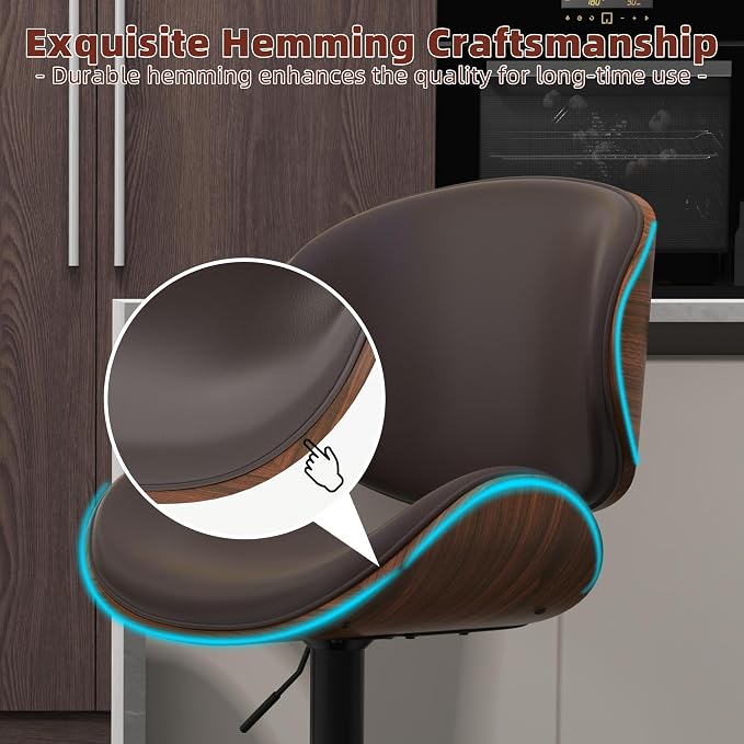 civama Bar Stools Set of 3 for Kitchen Counter, Adjustable Bar Height Chairs - Image 4