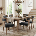 HNY Mid Century Modern Dining Chairs Set of 6, Farmhouse Linen Fabric by HNY