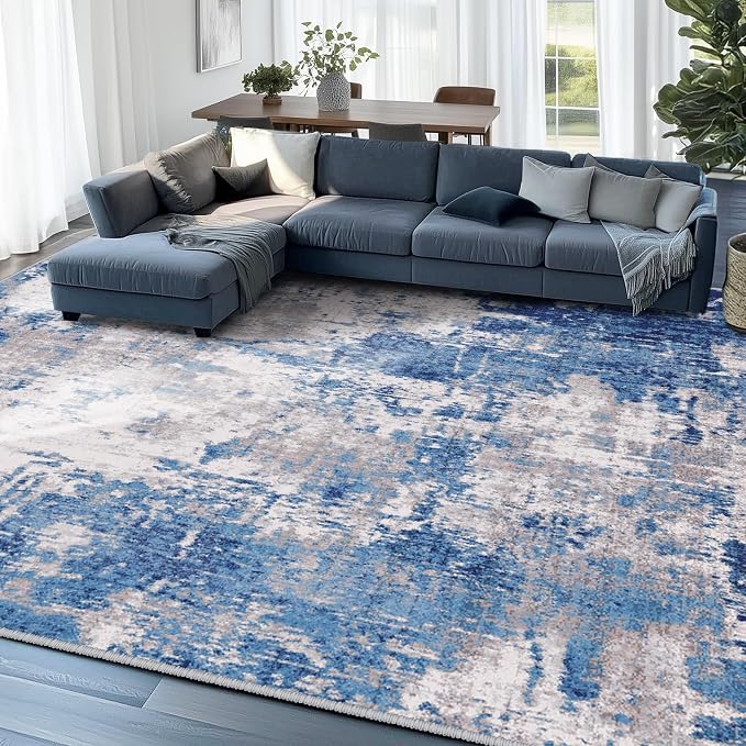 RELEANY Washable Area Rugs 9'x12' Non-Slip Modern Abstract Soft - Image 8