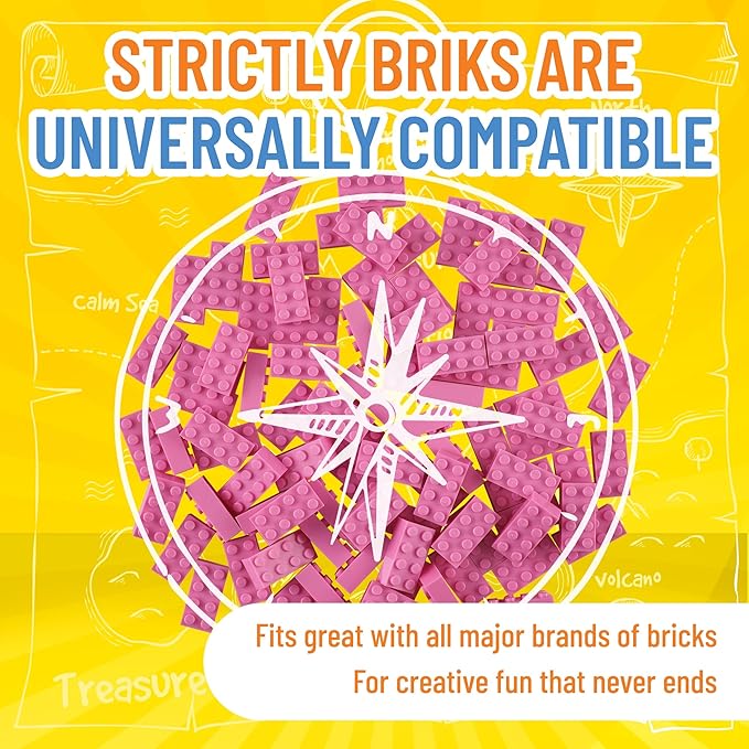 Strictly Briks Classic Bricks Starter Kit - 96 Pink 2x4 Blocks - Creative Play Set for Ages 3+ - Compatible with Major Brick Brands & Block Kits