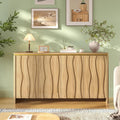 Fluted Cabinet with 3D Ripple Doors, 57.9" W Storage Cabinet with Adjustable by FiveWillowise