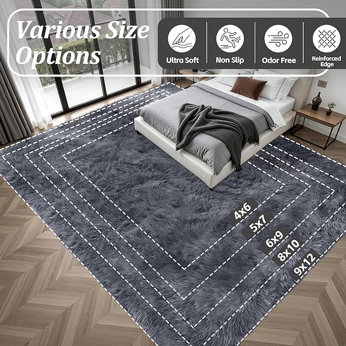 Fluffy 5x7 Area Rugs for Living Room Bedroom: Ultra Soft Shag Rug Non-Slip - Image 9