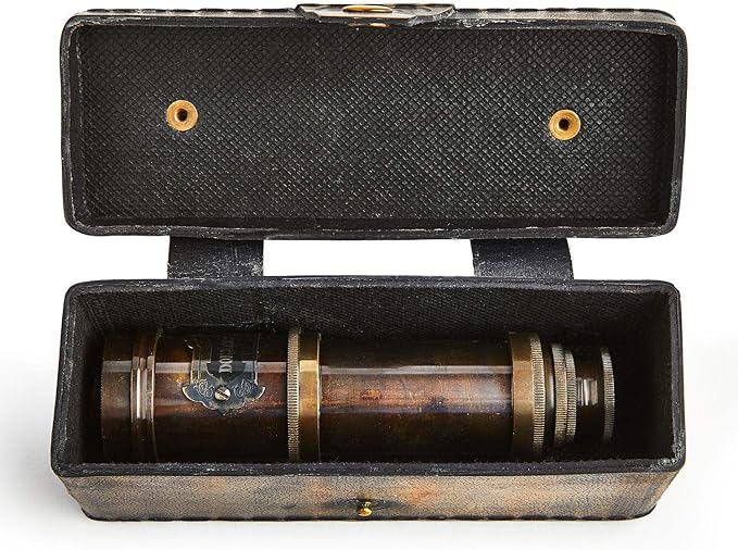 V.Empire Handcrafted Telescope | with Box | Functional Vintage Replica Brass Nautical Antique Ship Telescope | Brass Nautical Spyglass & Collectible Decor | for Kids | 15 Inches