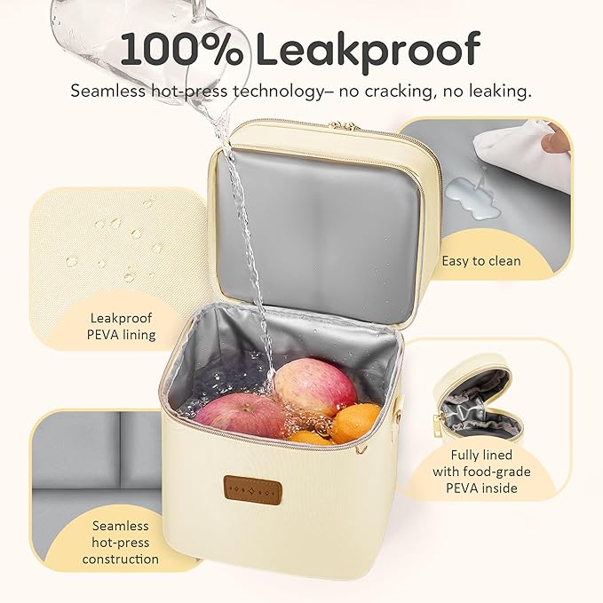 Breastmilk Cooler Bag with Ice Pack & Pacifier Case, Large Double Layer Insulated Baby Bottle Cooler Fits 6 Bottles, Breast Pump Storage Bag for Working Nursing Moms, with Gift Box