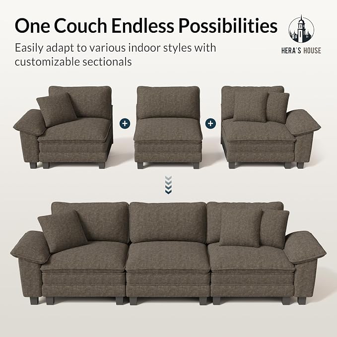 HERA'S HOUSE 124" Modular Sectional Sofa, Oversized L Shaped Couches - Image 7