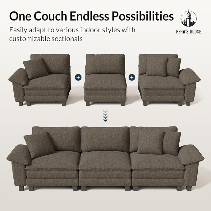HERA'S HOUSE 88" Modular Sectional Sofa, L Shaped Couches - Image 7