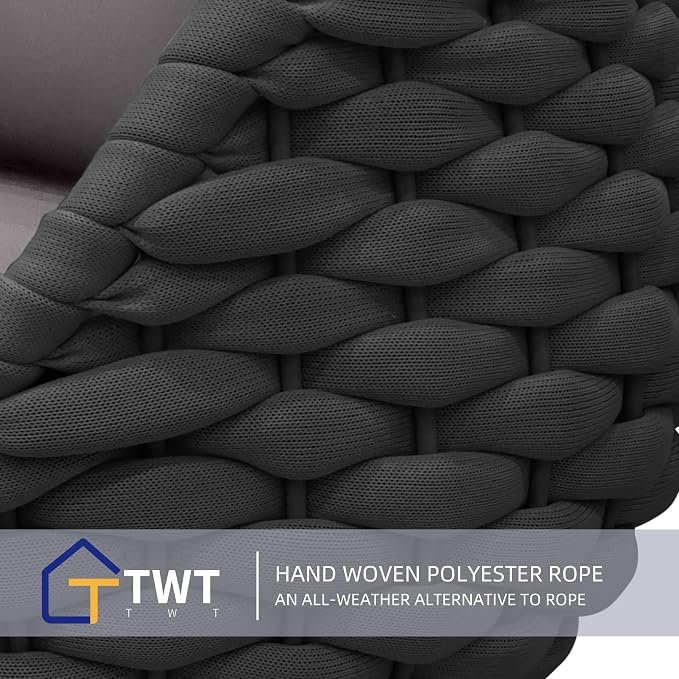 TWT 3 Pieces Aluminum Patio Furniture Set, Hand Woven Polyester Rope Modern - Image 5