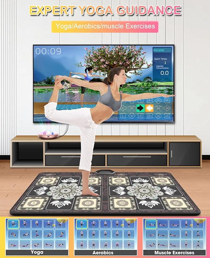 TIK-Tok Dance Mat Game for TV, Christmas Colors Wireless Plug and Play Wrinkle-Free & Non-Slip Electronic Dance Mats, Exercise Dance Pad with Camera for Kids and Adults, Boys & Girls Gifts Toy