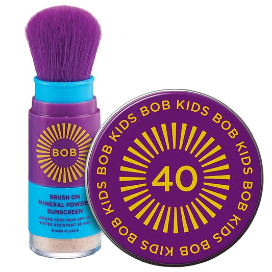 BOB KIDS Duo Pack SPF Sun Protection, SPF 30 Mineral Powder Sunscreen & SPF 40 Kids Sun Protection Balm, Broad Spectrum, Fragrance Free, Water Resistant