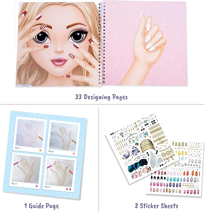 BSCOOL - Drawing, Coloring & Activity Book. Nail Design Book with Stickers and Guides. Fashion Design Sketchbook for Kids 5 and up. Little Designer Creativity Book - Nail Sticker Book. Gift for Girls