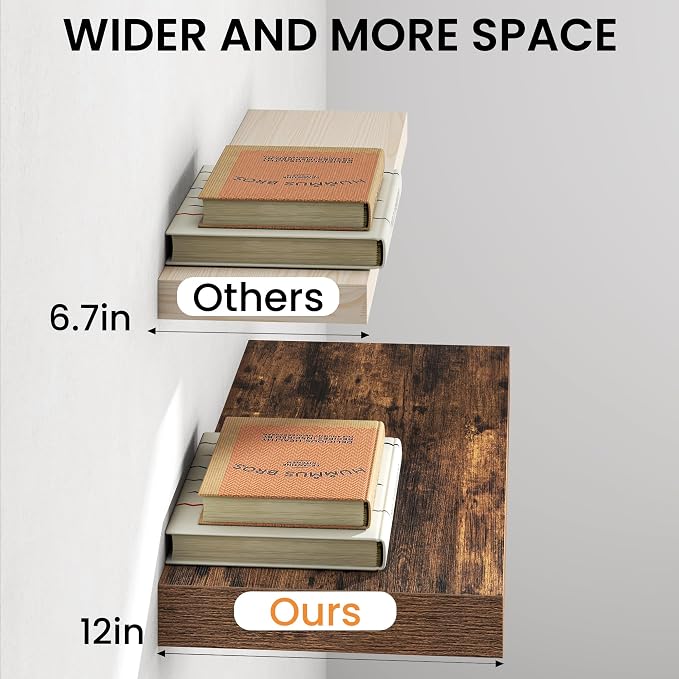 32Inch Floating Shelves for Wall, 12 Inch Deep Shelves for Bedroom, Bathroom - Image 5