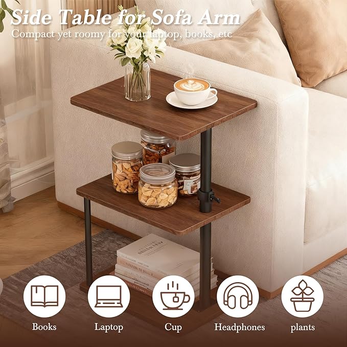 Faesun Swivel Side Table for Couch Arm, Adjustable C End Table for Recliner or - Image 2