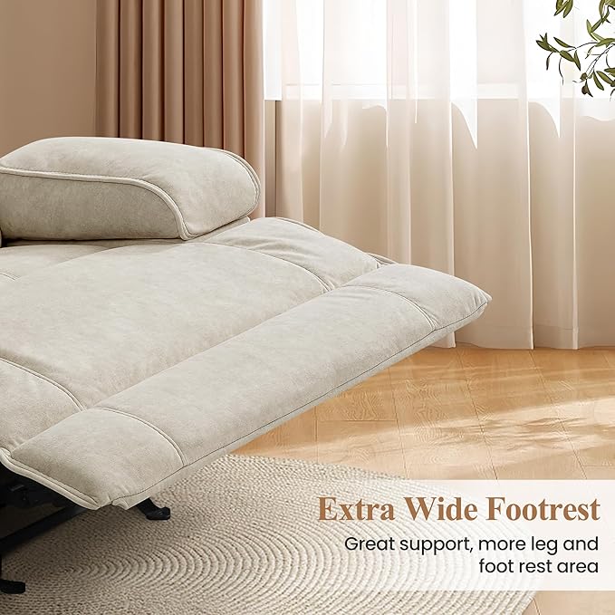 Nursery Rocking Chairs,Velvet Rocker Recliner Nursing Chair,Oversized Nursery Recliner Glider Chair with Extra Wide Footrest for Breastfeeding,Beige