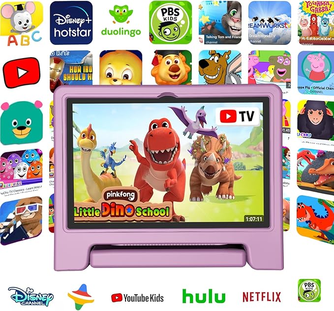 Tablet for Kids 10.1 inch Android 14, 8GB+64GB(TF 1TB) 6000mAh Kids Tablet WiFi6 Parental Control,Face Unlock, 1280 * 800 HD Screen