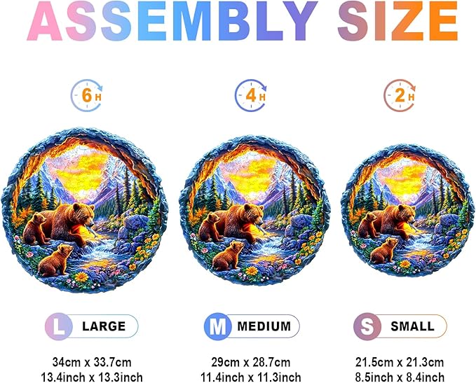 Wooden Puzzles for Adults and Kids - Bear Family Wooden Jigsaw Puzzle - Unique Animal Shaped Wood Puzzles Adult - Creative Birthday Gift Family Game100pcs