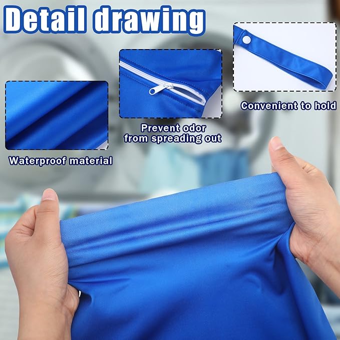 Shappy 2 Pcs Large Travel Laundry Bag Washable Waterproof Wet Dry Large Dirty Clothes Bag Bathing Workout(Solid Black Navy)