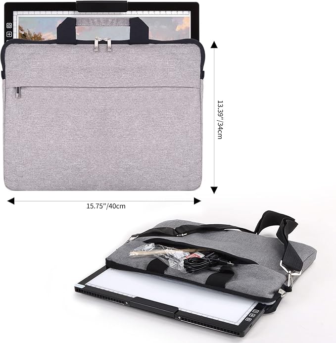 Rechargeable A4 Light Pad with Bag, Innovative Stand and Top Clip, Elice Wireless Bright Light Tracing Board Portable Artcraft Tracer Box for Artists, Drawing, Cricut Weeding Vinyl, Diamond Painting