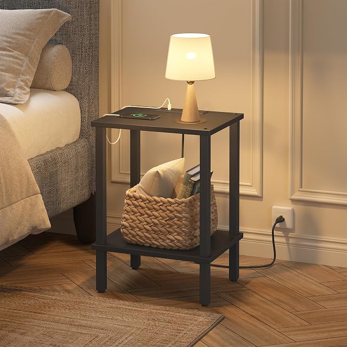 TUTOTAK End Table with Charging Station, Side Table with USB Ports and Outlets - Image 4