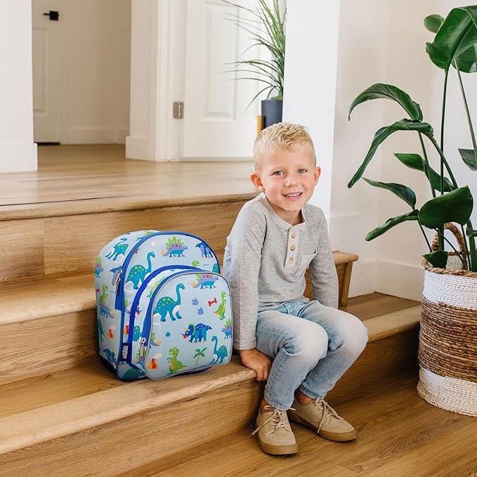 Wildkin 12-inch Kids Backpack – Padded, Adjustable, Ideal for Daycare & Travel - Dinosaur Land