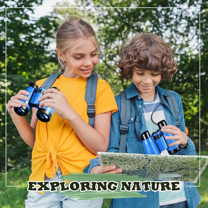 Libima 24 Pcs Binoculars for Kids Educational Compact Kids Binoculars with Neck String Toddler Telescope for Boys Girls Learning Bird Watching Camping Hiking Travel Safaris Birthday Gifts(Blue)
