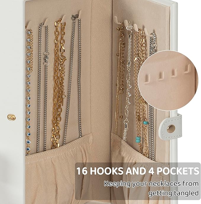 AKOZLIN Large 6-Tier Jewelry Box Lockable Leather Jewelry Storage Case with 5 Drawers for Women Girls Ring Necklace Earring Bracelet Holder Organizer with Mirror