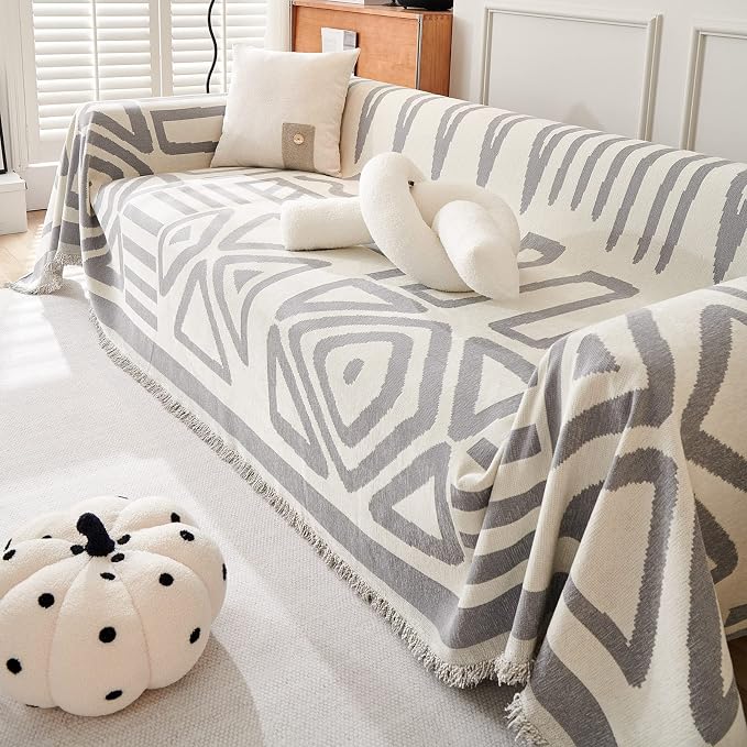 VClife Boho Couch Covers for Sofa, Reversible Plaid Checkered Sofa Slipcover - Image 6