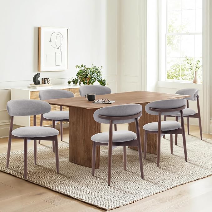 COLAMY Wooden Dining Chairs Set of 2, Modern Fabric Upholstered Dining Room - Image 7
