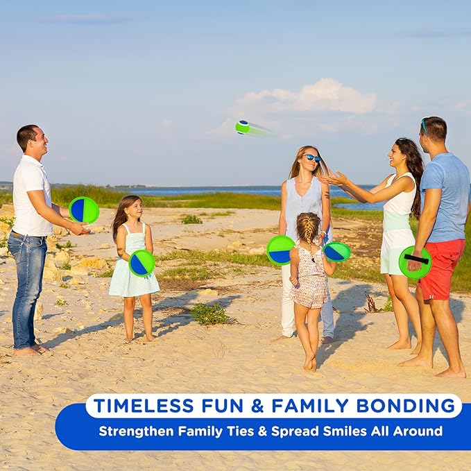 Ayeboovi Toss and Catch Ball Set Outdoor Yard Beach Pool Toys Games for Kids Family Sports 8 Paddles 4 Balls for Toddlers Boys Girls Ages 3-12 Boys Girls Birthday Gift