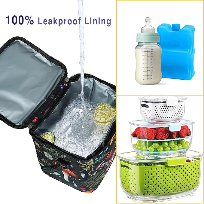 Breastmilk Cooler Bag with Ice Pack Fits 4 Baby Bottles Up to 9 Ounce Insulated Baby Bottle Bag Breast Milk Cooler on The Go with Strap Baby Bottle Cooler Bag for Nursing Mom Daycare or Travel