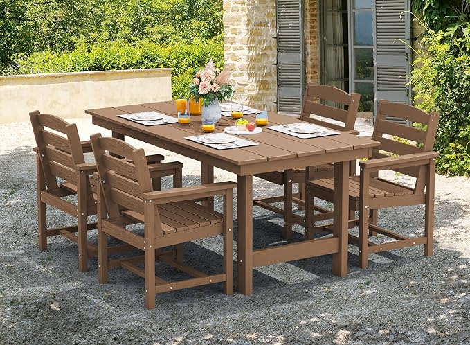 SERWALL 7-Piece Patio Outdoor Table & Chairs, HDPE Dining Set - Image 9